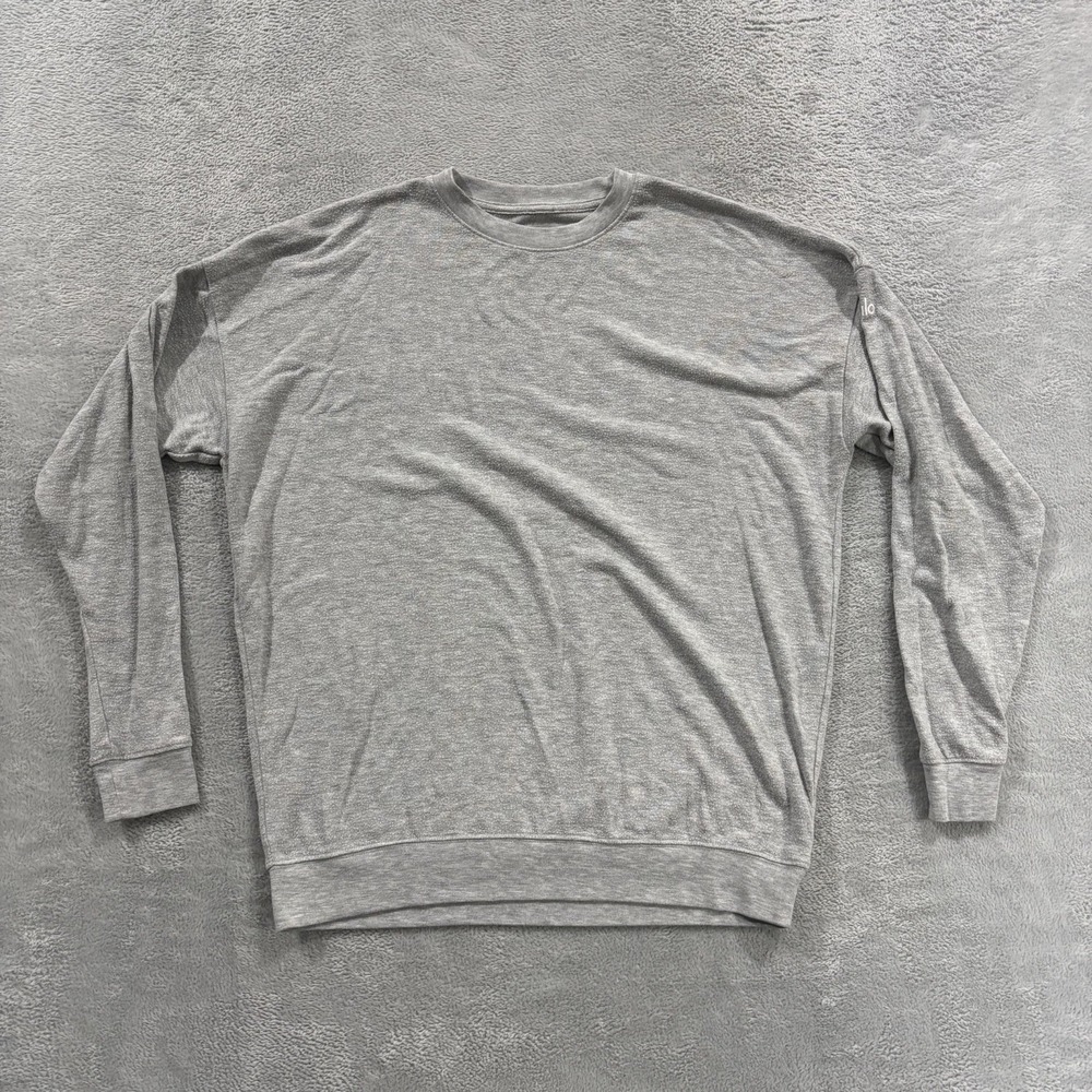 Alo Yoga Sweatshirt Men's Small Crewneck Pullover Knit Long Sleeve Stretch Gray